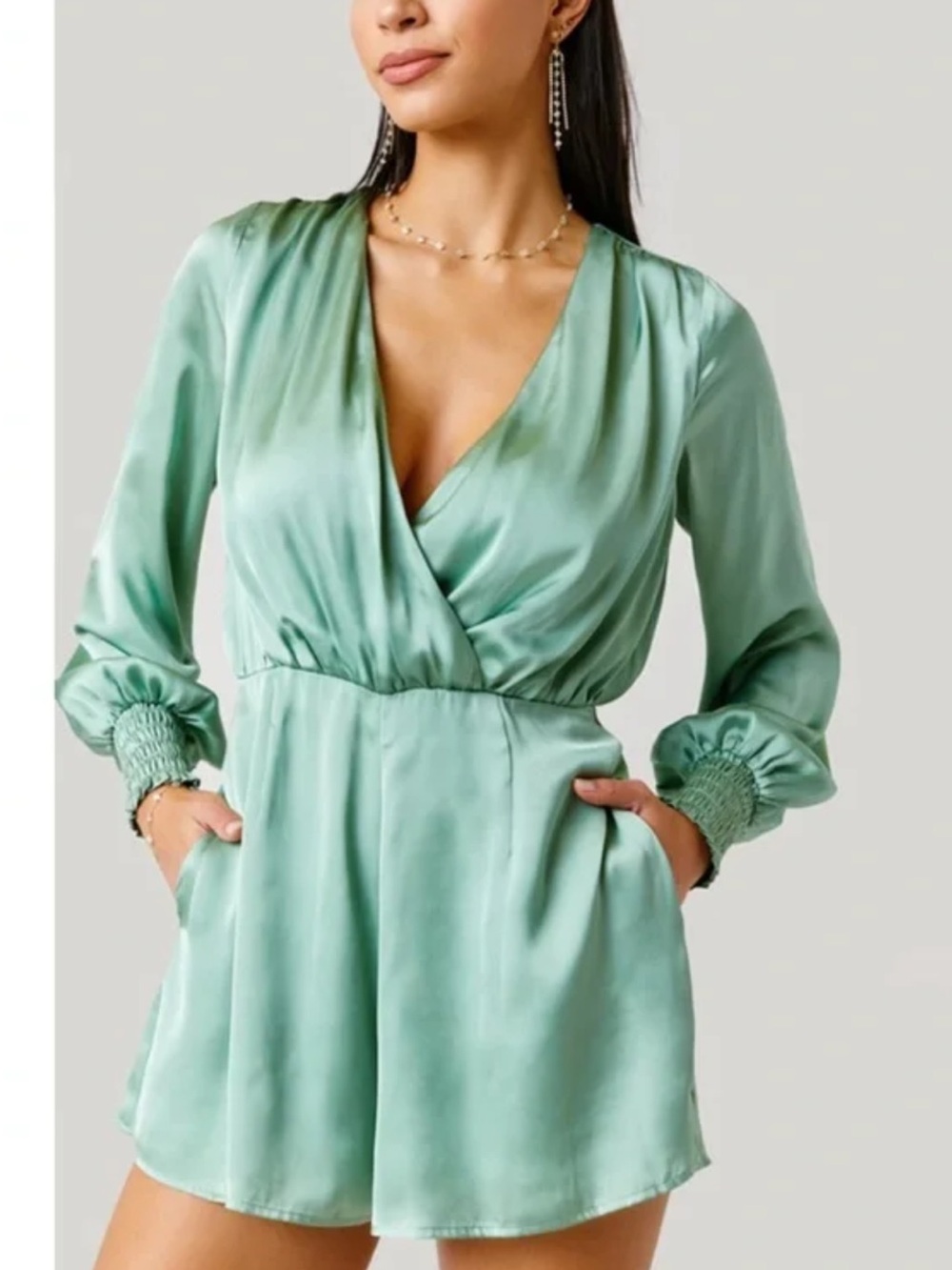 miami Mint Green Satin Romper M